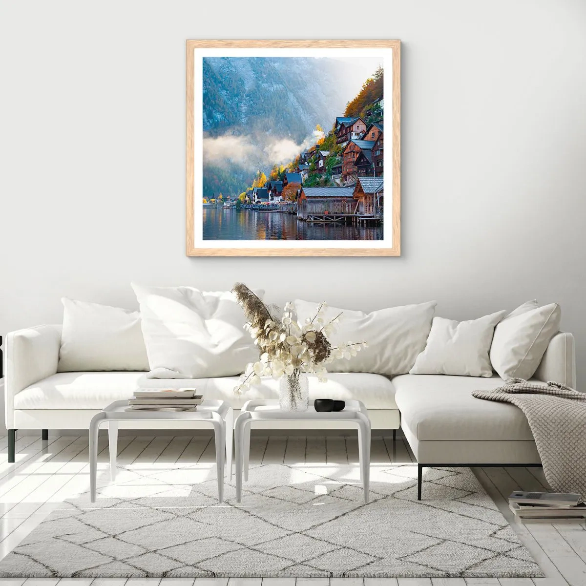 Affisch i ram av ljusek - Alpina klimat - 50x50 cm