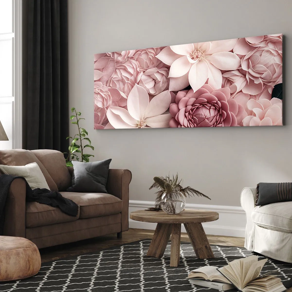 Canvastavla - Bild på duk - I rosa kronblad - 100x40 cm