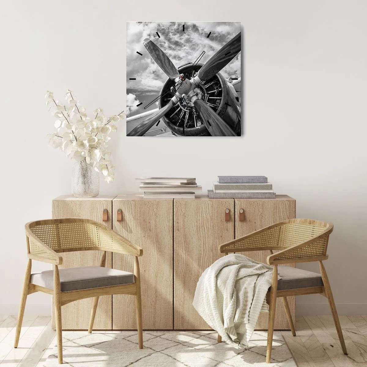 Väggklocka - Klocka på glas - Luftrummets härskare - 30x30 cm