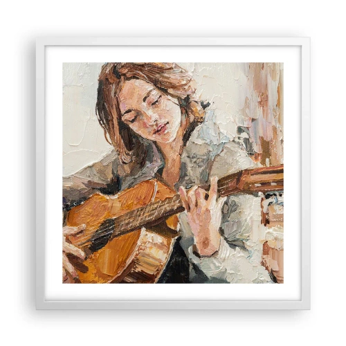 Affisch i vit ram - Konsert för gitarr och en flickas hjärta - 50x50 cm