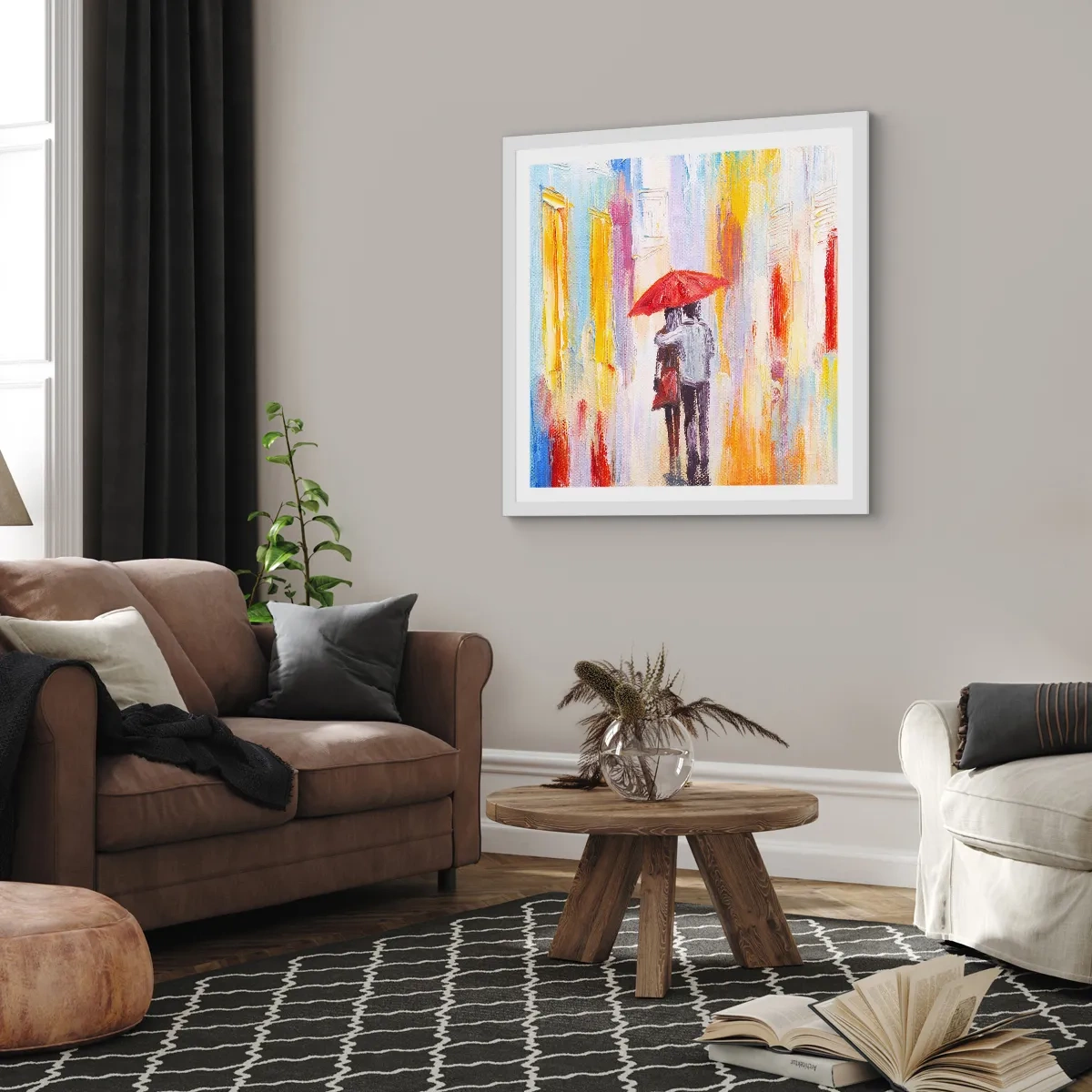 Affisch i vit ram - Må det fortsätta regna - 60x60 cm