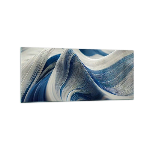 Glastavla - Bild på glas - Flöde av blått och vitt - 120x50 cm