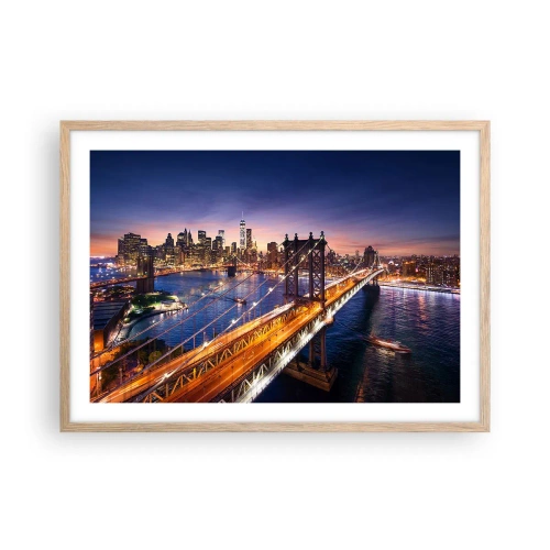 Affisch i ram av ljusek - Över ljusbron till stadens hjärta - 70x50 cm