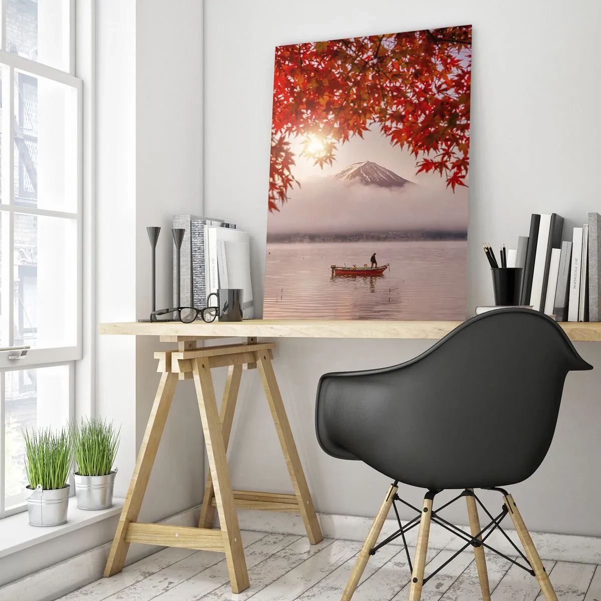 Glastavla - Bild på glas - I japansk stämning - 50x70 cm