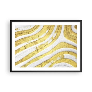 Affisch i svart ram - Komposition i vitt och guld - 70x50 cm
