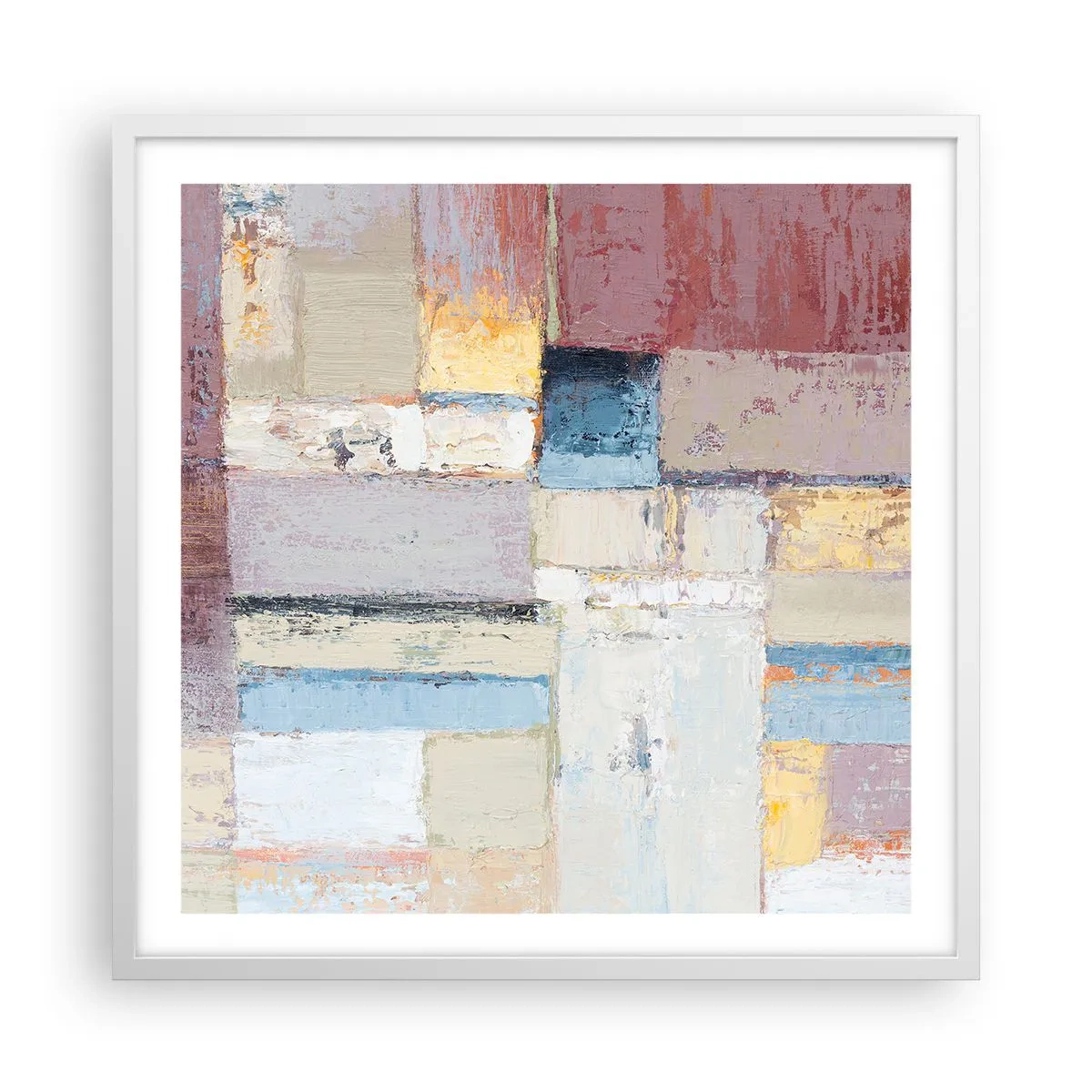 Affisch i vit ram - Geometrins lugn - 60x60 cm