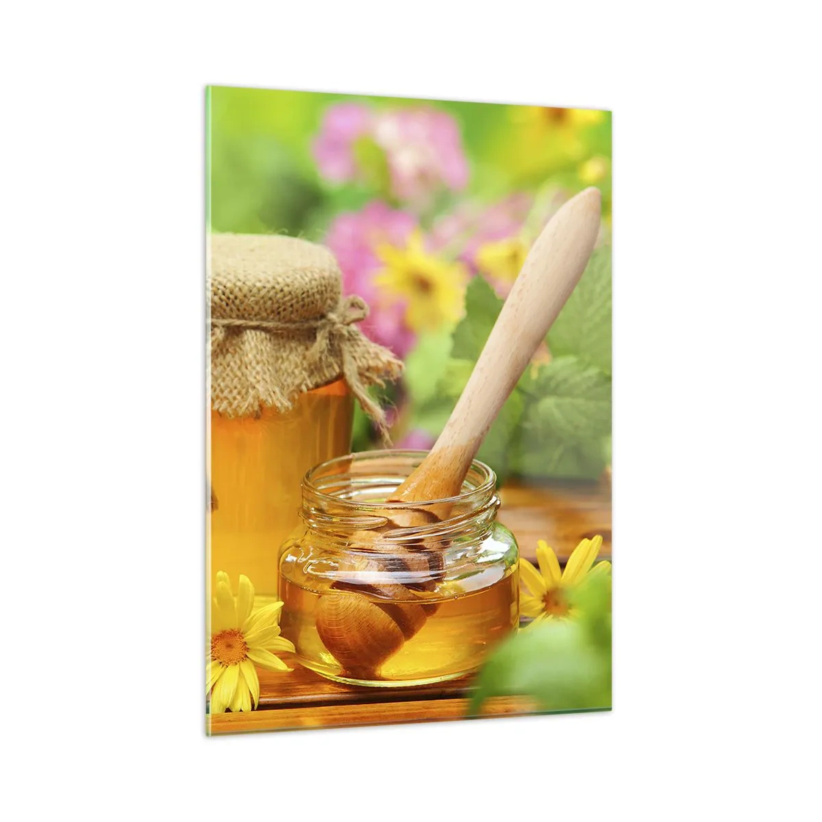 Glastavla - Bild på glas - Sött och blommigt - 50x70 cm