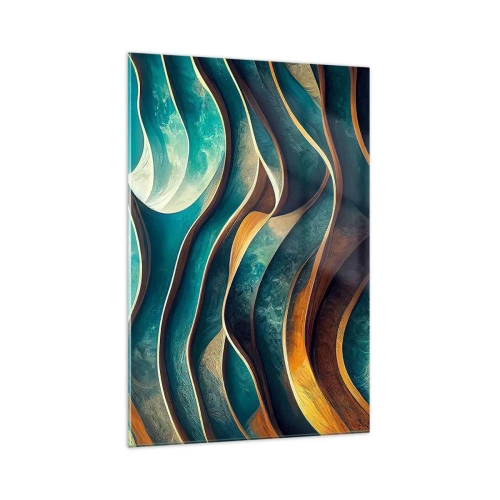 Glastavla - Bild på glas - Meandrar av blått - 70x100 cm