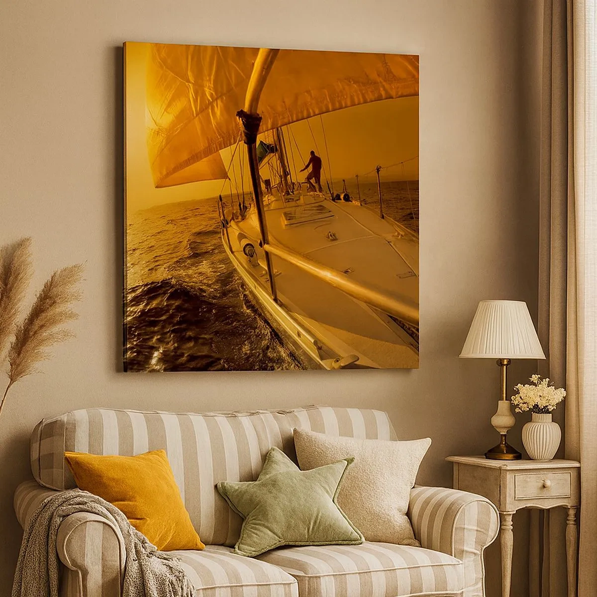 Canvastavla - Bild på duk - Gyllene kväll efter en färgrik dag - 30x30 cm