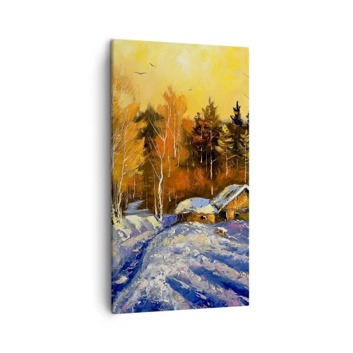 Canvastavla - Bild på duk - Vinterimpression i solen - 45x80 cm