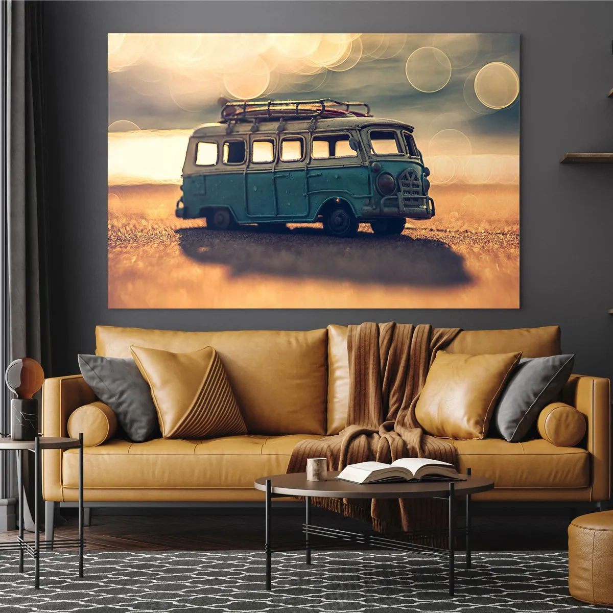 Glastavla - Bild på glas - Slut på smågudarna: pengar och arbete  - 120x80 cm