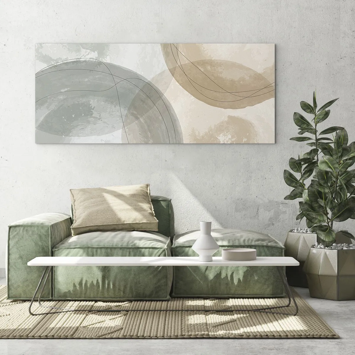 Glastavla - Bild på glas - Världars samspel - 100x40 cm