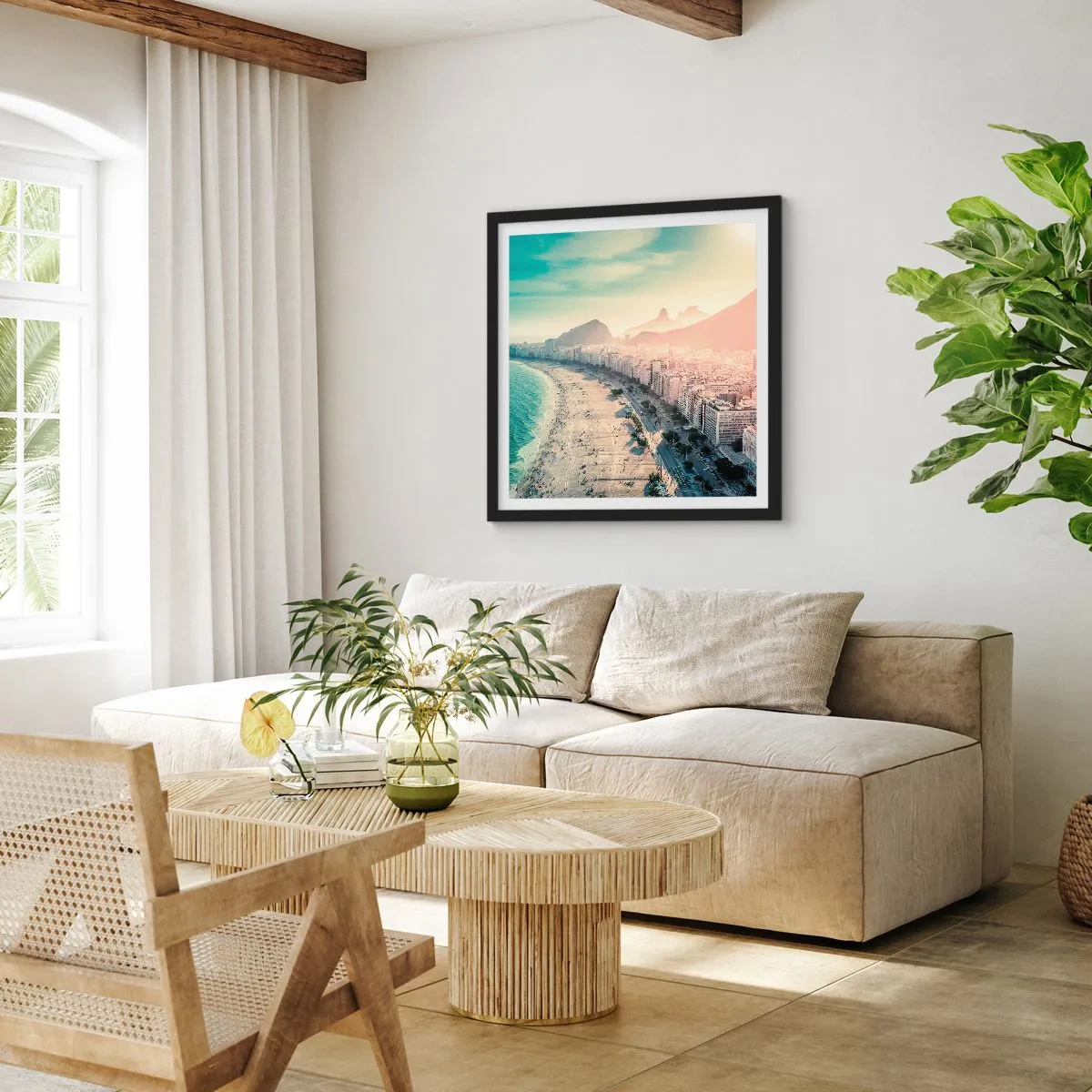Affisch i svart ram - Evig semester i Rio - 60x60 cm