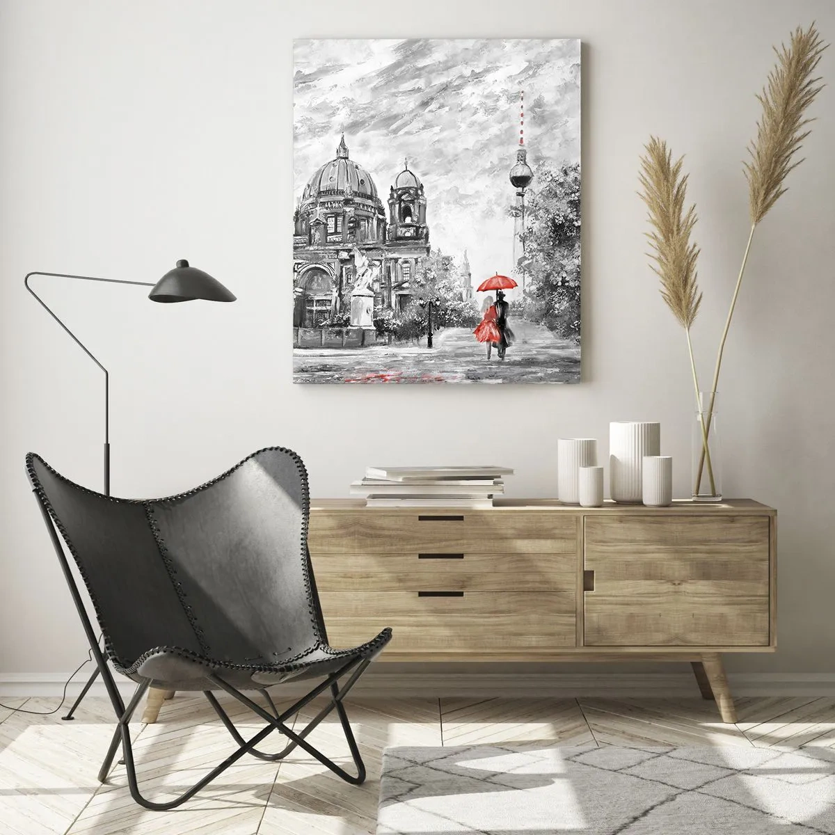 Glastavla - Bild på glas - Ett möte i Berlin - 50x70 cm