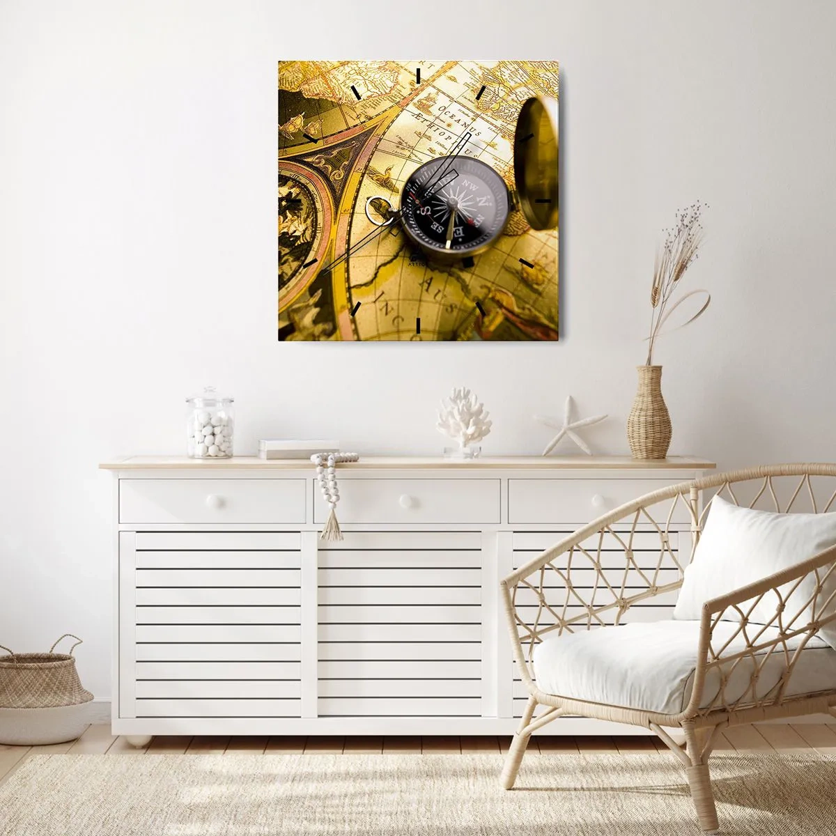 Väggklocka - Klocka på glas - Kanske till världens ände? - 40x40 cm