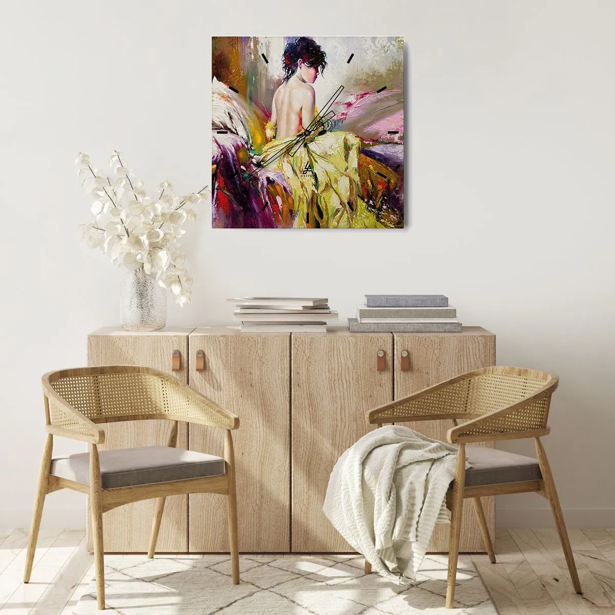 Väggklocka - Klocka på glas - Mellan munnen och glaskanten - 40x40 cm