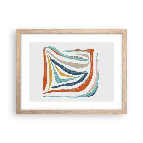 Affisch i ram av ljusek - Vänligt leende abstraktion - 40x30 cm