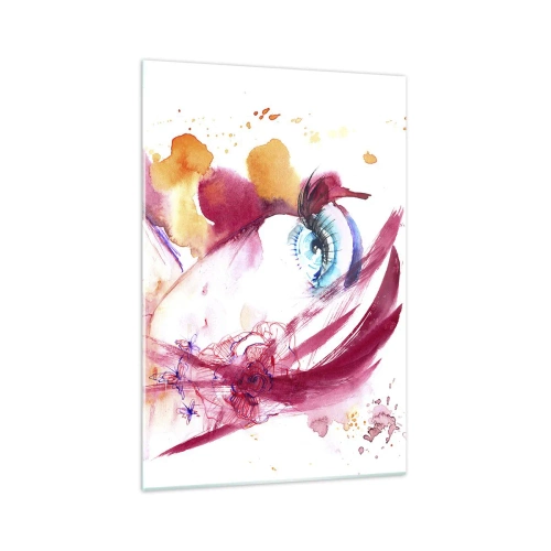 Glastavla - Bild på glas - Världen blommar i närheten - 70x100 cm