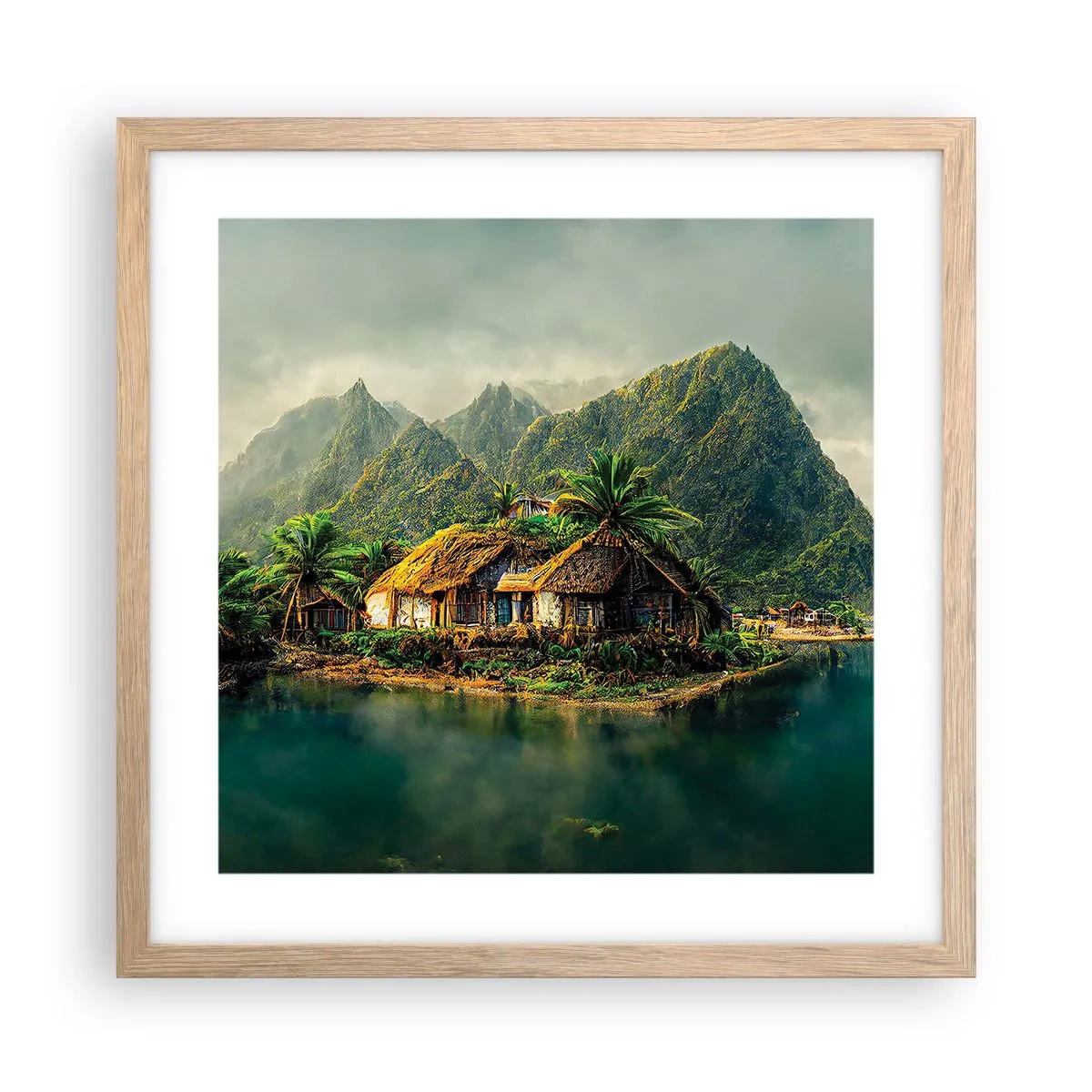 Affisch i ram av ljusek - Tropiskt paradis - 40x40 cm