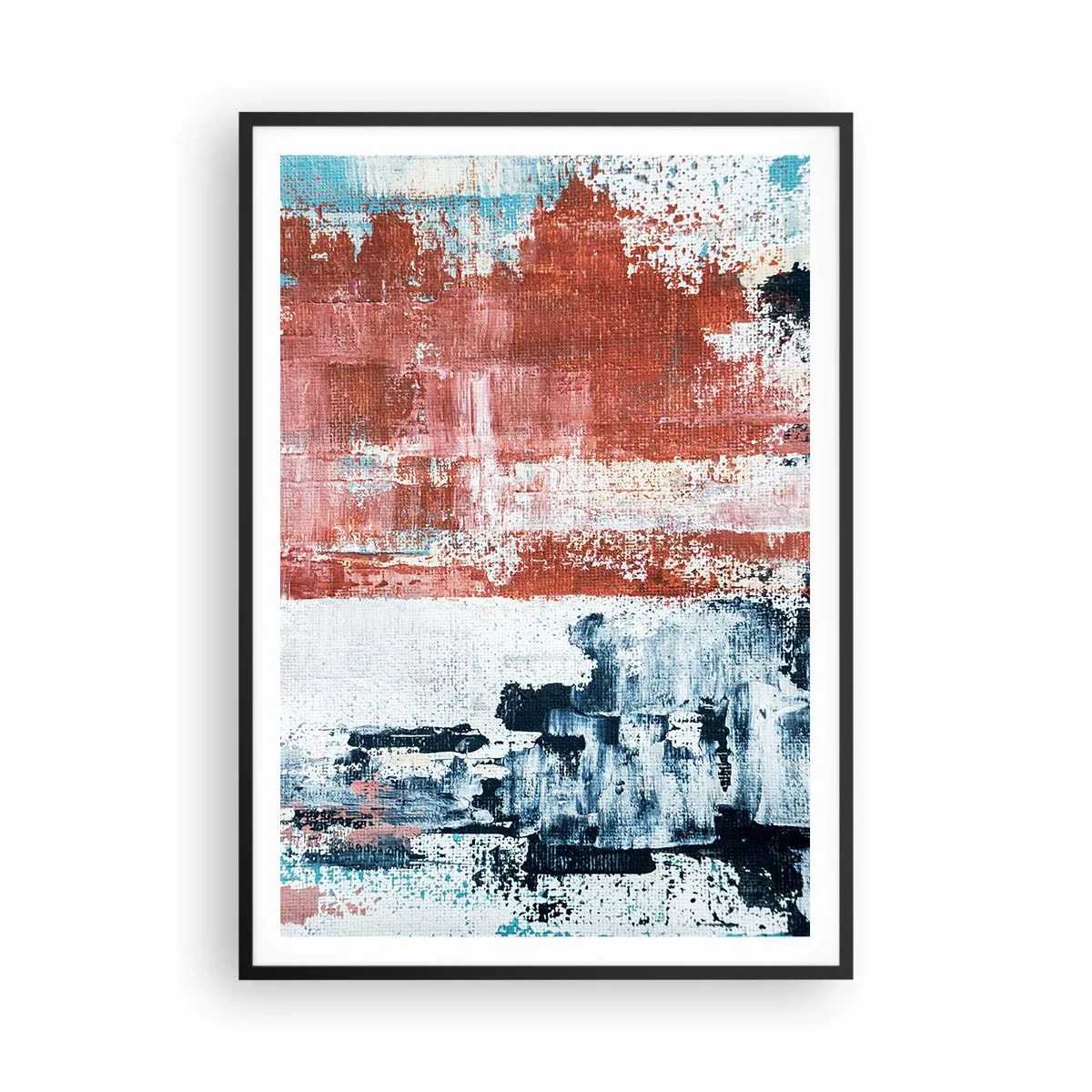 Affisch i svart ram - Abstrakt halvt om halvt - 70x100 cm