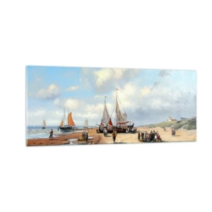 Glastavla - Bild på glas - Efter en lyckad fångst - 100x40 cm