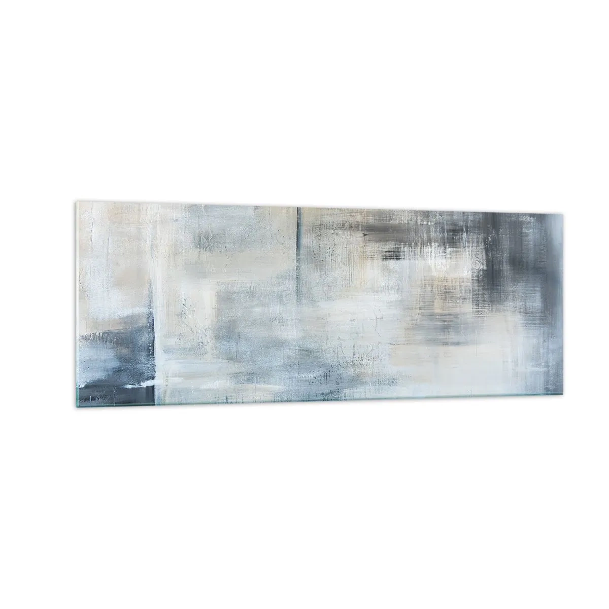 Glastavla - Bild på glas - Bakom en blå slöja - 140x50 cm