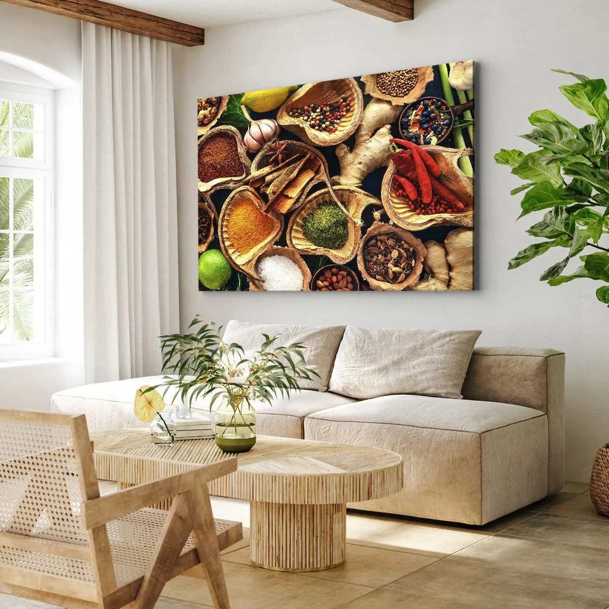 Canvastavla - Bild på duk - Skålar med kryddor i olika färger - 70x50cm - Ta vad du vill - Modern väggdekoration för vardagsrum och sovrum ARTTOR