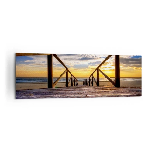 Canvastavla - Bild på duk - Till vilda stranden i skymningen - 160x50 cm