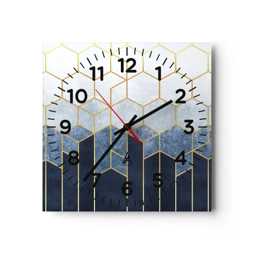 Väggklocka - Klocka på glas - Komposition i synkoprytm - 40x40 cm