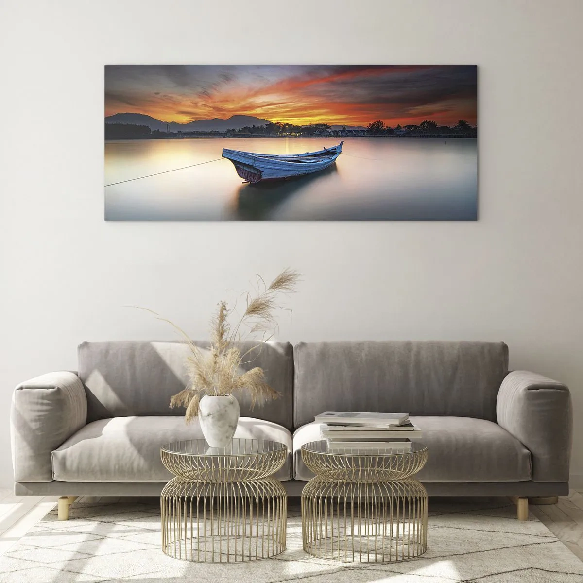 Glastavla - Bild på glas - Det kommer en god natt - 100x40 cm