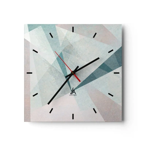 Väggklocka - Klocka på glas - Lugnt trots dynamiskt - 30x30 cm