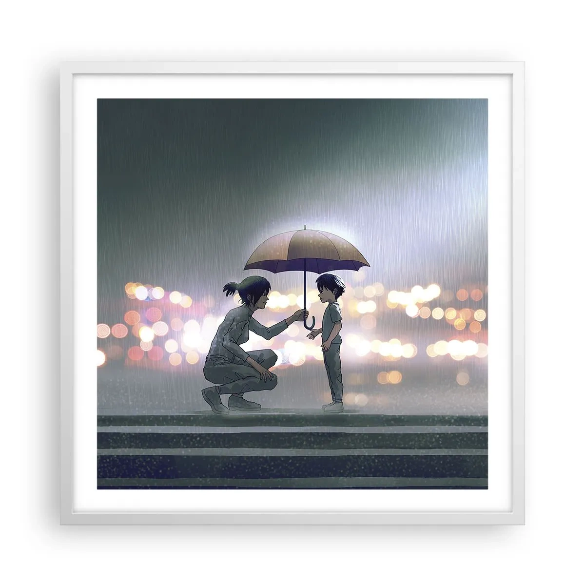 Affisch i vit ram - Och allt är väl nu - 60x60 cm