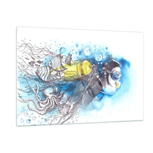 Glastavla - Bild på glas - Det stora blåa - 120x80 cm