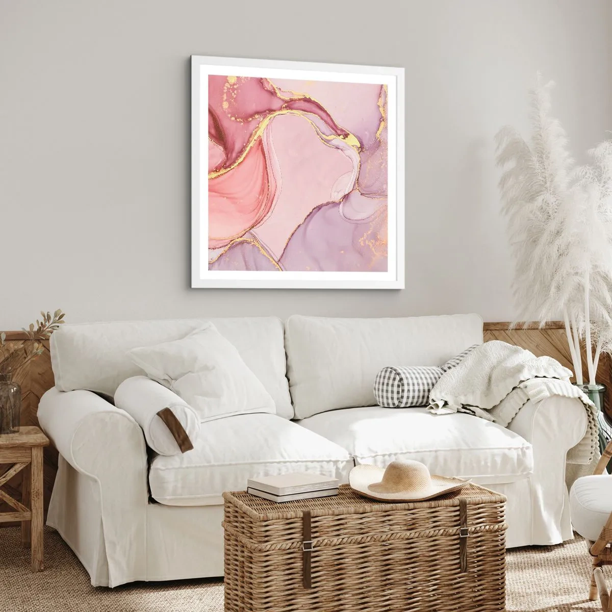 Affisch i vit ram - Färgernas smek - 60x60 cm