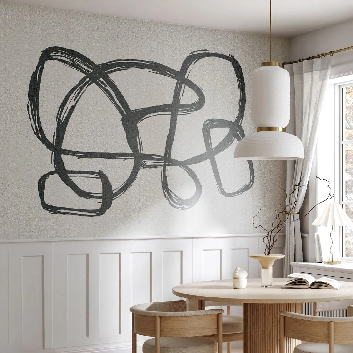 Fototapet Premium Canvas - Loopad abstraktion - Boho, Bit, Minimalistisk - 300x210 cm