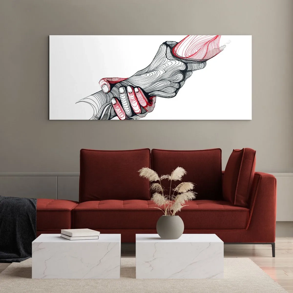 Glastavla - Bild på glas - Du är i goda händer - 100x40 cm
