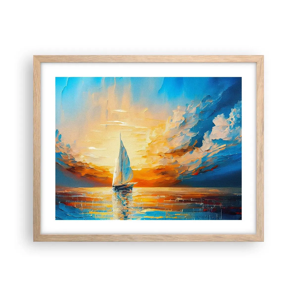 Affisch i ram av ljusek - Segla i gult - 50x40 cm