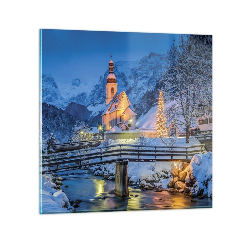 Glastavla - Bild på glas - Julens anda - 30x30 cm