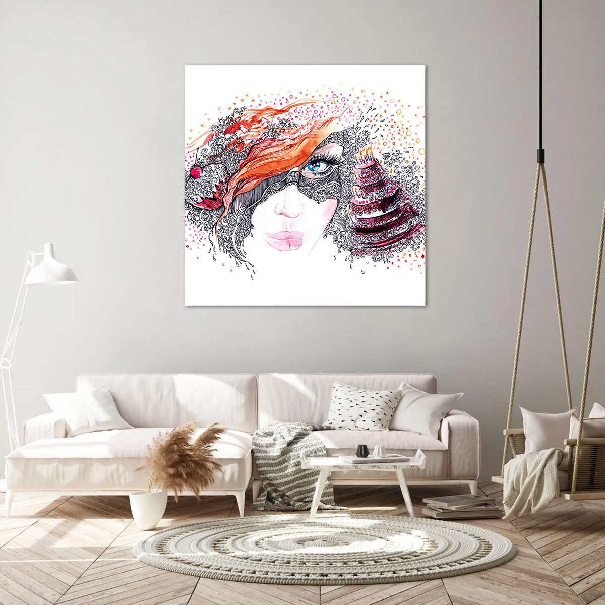 Canvastavla - Bild på duk - Med henne har vi högtid varje dag - 50x50 cm