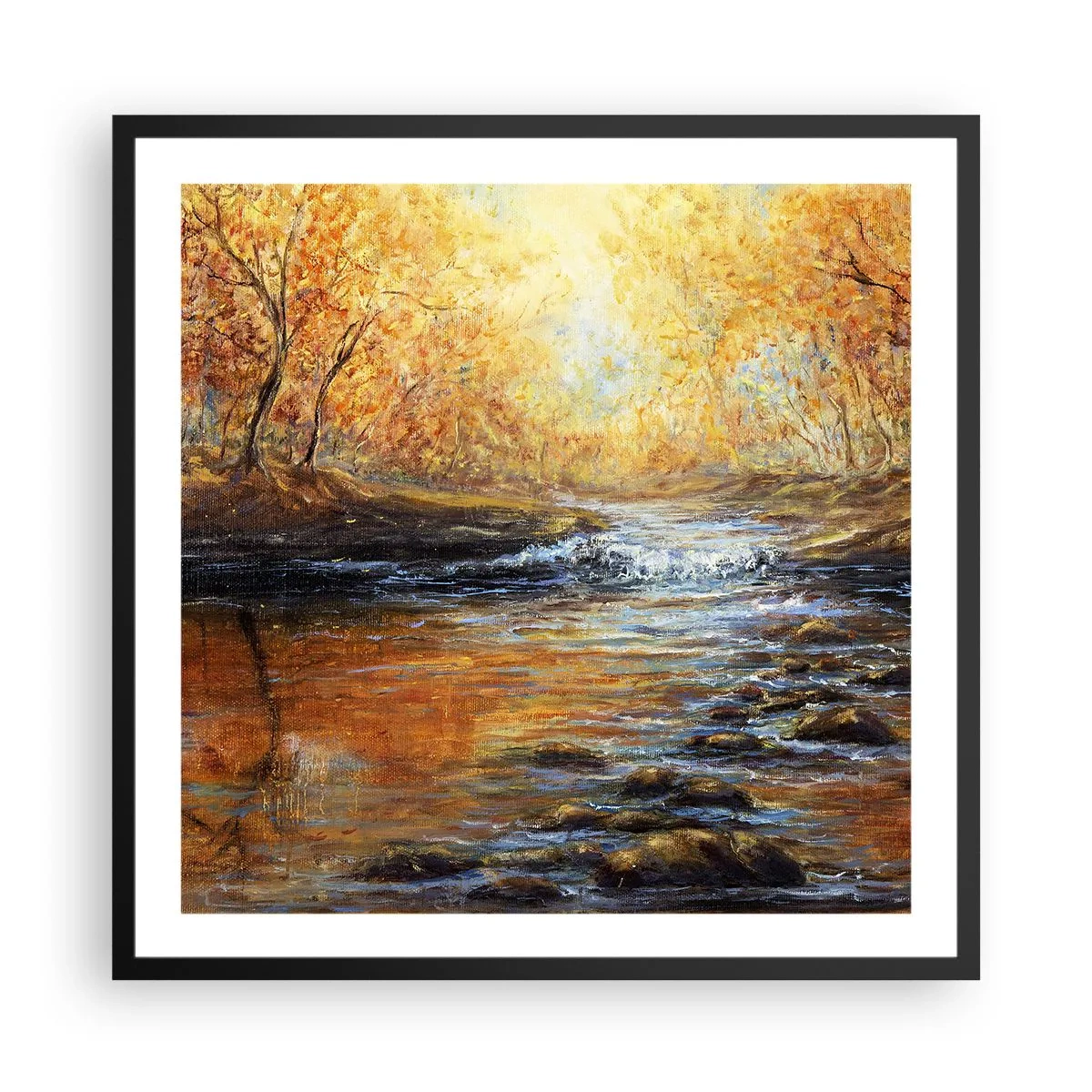 Affisch i svart ram - Gyllene bäck - 60x60 cm