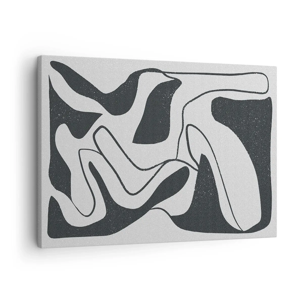 Canvastavla - Bild på duk - Svartvit abstraktion med organiska former - 70x50cm - Abstrakt lek i en labyrint - Modern väggdekoration för vardagsrum och sovrum ARTTOR