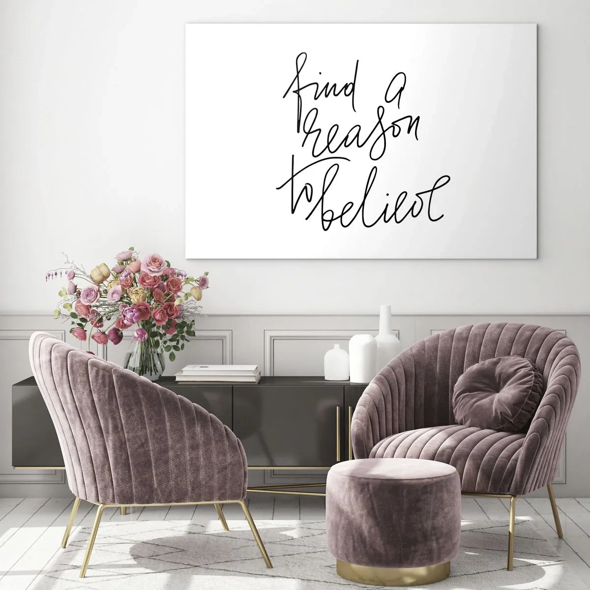 Glastavla - Bild på glas - Minimalistisk typografi med ett inspirerande citat - 70x50cm - Det är möjligt - Modern väggdekoration för vardagsrum och sovrum ARTTOR
