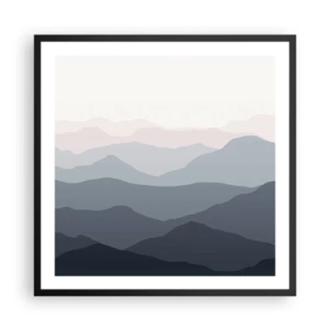 Affisch i svart ram - Fjällens vågor - 60x60 cm