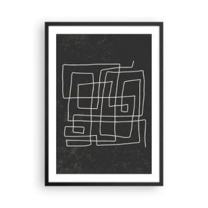 Affisch i svart ram - Geometrisk abstraktion på svart bakgrund - 50x70cm - Inte så enkelt - Modern väggdekoration för vardagsrum och sovrum ARTTOR