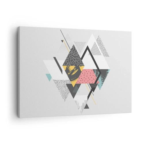 Canvastavla - Bild på duk - Geometriska mönster på en ljus bakgrund - 70x50cm - Komposition med triangel och romb - Modern väggdekoration för vardagsrum och sovrum ARTTOR