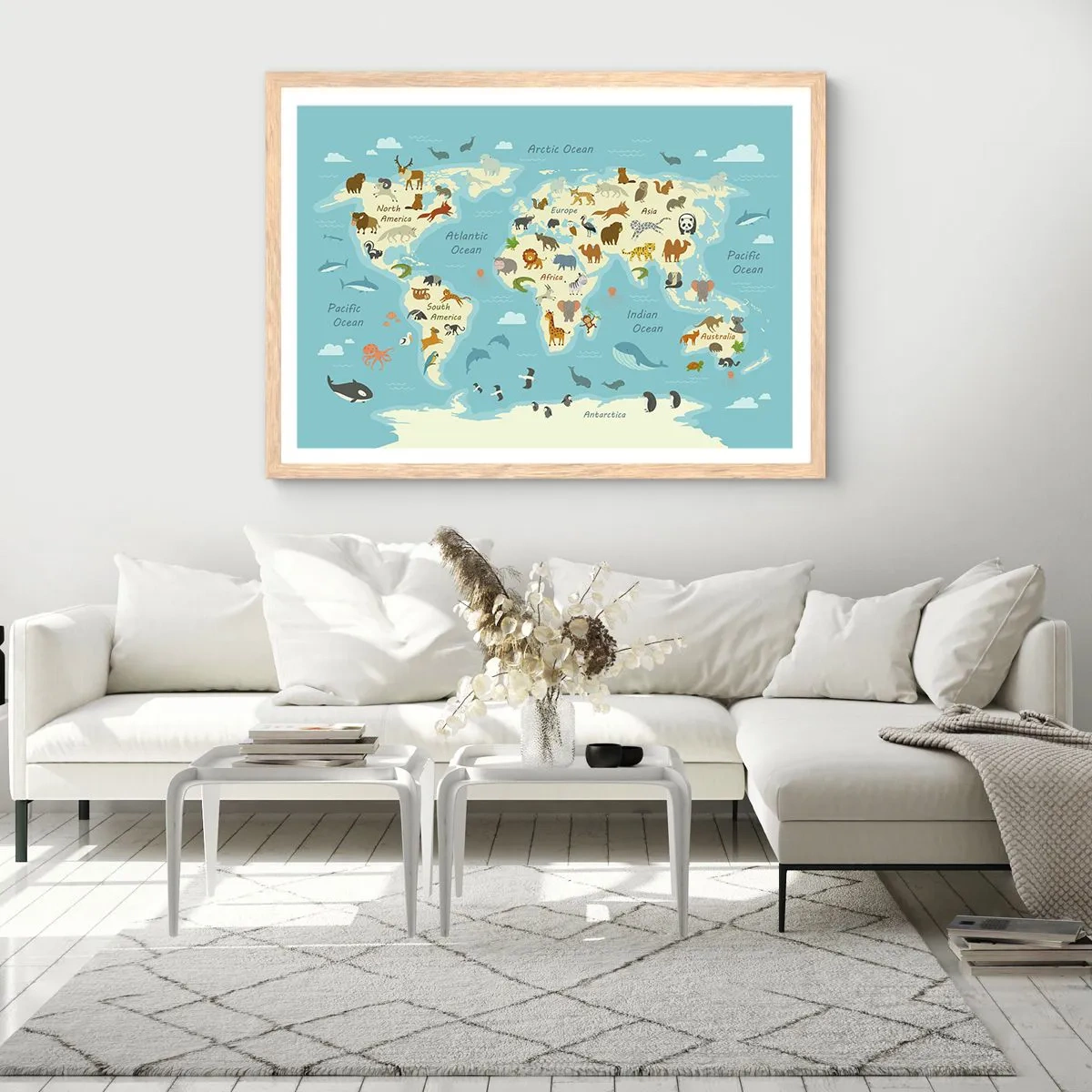 Affisch i ram av ljusek - Goda grannar - 100x70 cm