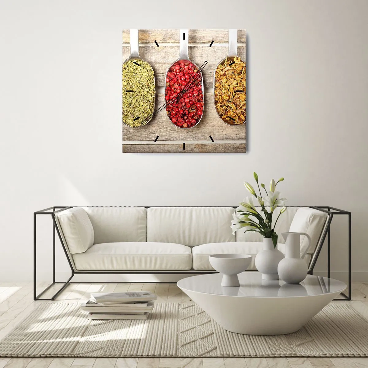 Väggklocka - Klocka på glas - Köksmagi - 30x30 cm