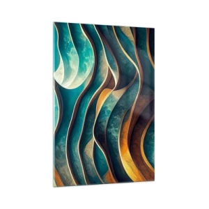 Glastavla - Bild på glas - Meandrar av blått - 70x100 cm