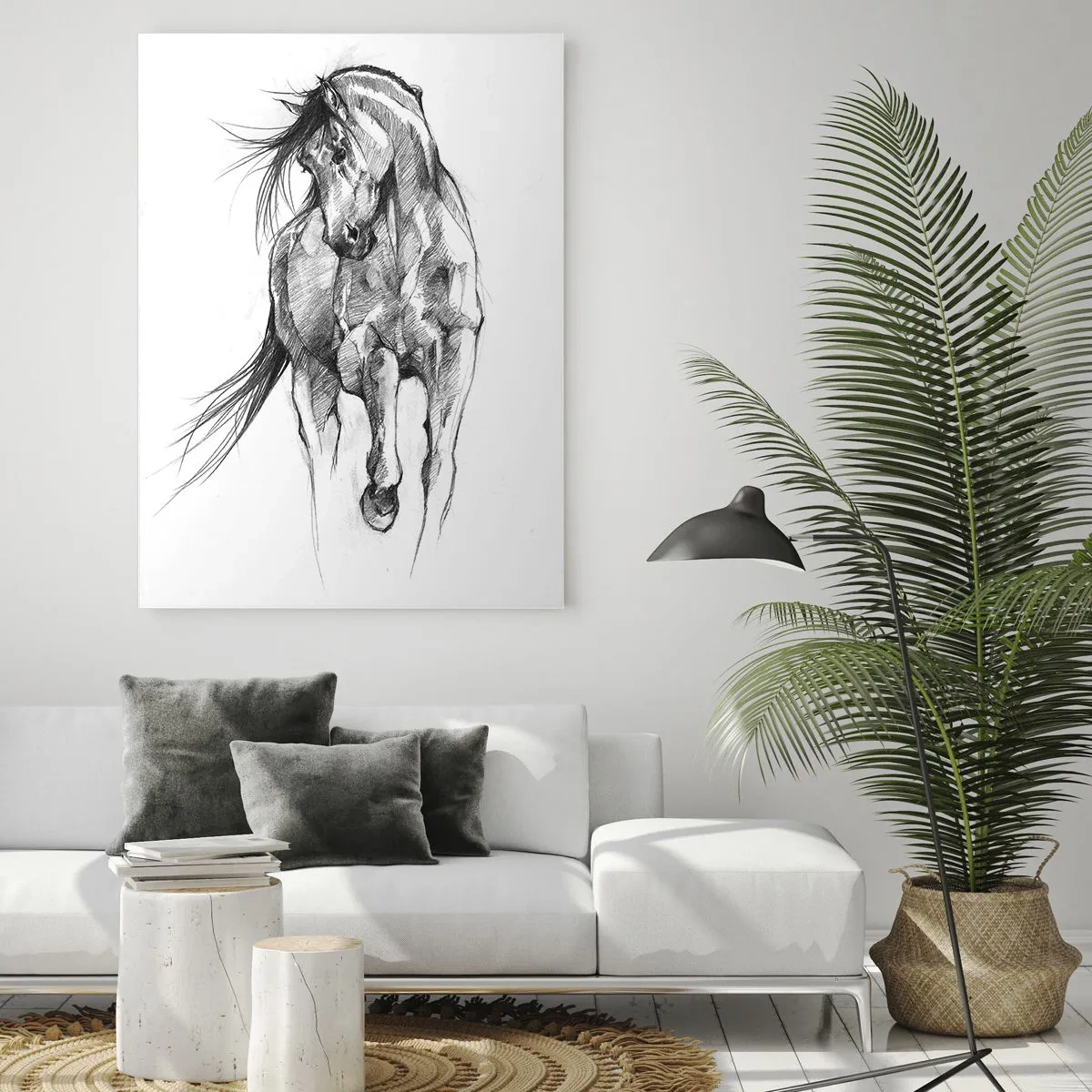 Glastavla - Bild på glas - Elegant trav - 50x70 cm