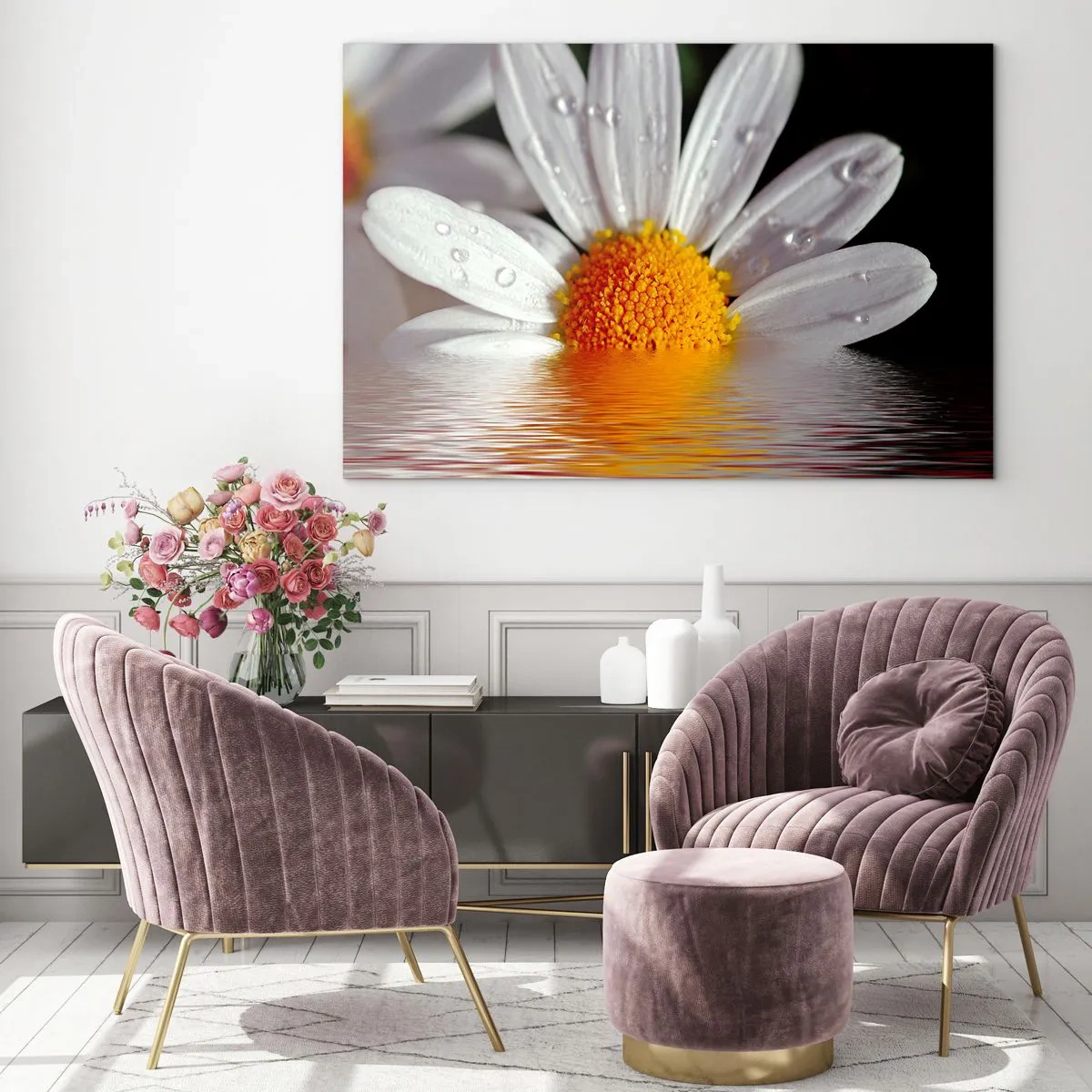 Glastavla - Bild på glas - Prästkrages uppstigande sol - 100x70 cm